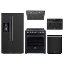 Forno 5-Piece Appliance Package - 30-Inch Leonardo Espresso Electric Range, Under Cabinet Range Hood, Refrigerator with Water Dispenser, Dishwasher, and 30-Inch Microwave Drawer in Black with Stainless Steel Trim