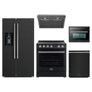 Forno 5-Piece Appliance Package - 30-Inch Leonardo Espresso Electric Range, Under Cabinet Range Hood, Refrigerator with Water Dispenser, Dishwasher, and 24-Inch Microwave Oven in Black with Stainless Steel Trim