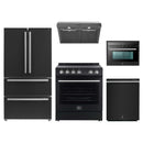 Forno 5-Piece Appliance Package - 30-Inch Leonardo Espresso Electric Range, Under Cabinet Range Hood, Refrigerator, Dishwasher, and 24-Inch Microwave Oven in Black with Stainless Steel Trim