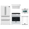 Forno 5-Piece Appliance Package - 30-Inch Leonardo Espresso Electric Range, Under Cabinet Range Hood, Refrigerator, Dishwasher, and 24-Inch Microwave Oven in White with Stainless Steel Trim