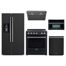 Forno 5-Piece Appliance Package - 30-Inch Leonardo Espresso Electric Range, Under Cabinet Range Hood, Refrigerator with Water Dispenser, Dishwasher, and 30-Inch Microwave Oven in Black with Stainless Steel Trim