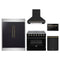 Forno 5-Piece Appliance Package - 36-Inch Galiano Electric Range, Wall Mount Range Hood, 60-Inch Refrigerator, Dishwasher, and 24-Inch Microwave Drawer in Black with Antique Brass Trim