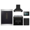 Forno 5-Piece Appliance Package - 36-Inch Electric Range, Wall Mount Range Hood, 60-Inch Refrigerator, Dishwasher, and 24-Inch Microwave Oven in Black with Antique Brass Handle
