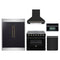 Forno 5-Piece Appliance Package - 36-Inch Electric Range, Wall Mount Range Hood, 60-Inch Refrigerator, Dishwasher, and 30-Inch Microwave Oven in Black with Antique Brass Handle