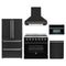 Forno 5-Piece Appliance Package - 36-Inch Electric Range, Wall Mount Range Hood, 36-Inch Refrigerator, Dishwasher, and 30-Inch Microwave Oven in Black with Antique Brass Handle