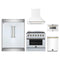 Forno 5-Piece Appliance Package - 36-Inch Galiano Electric Range, Wall Mount Range Hood, 60-Inch Refrigerator, Dishwasher, and 24-Inch Microwave Drawer in White with Antique Brass Trim