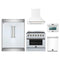Forno 5-Piece Appliance Package - 36-Inch Electric Range, Wall Mount Range Hood, 60-Inch Refrigerator, Dishwasher, and 24-Inch Microwave Oven in White with Antique Brass Handle