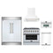Forno 5-Piece Appliance Package - 36-Inch Electric Range, Wall Mount Range Hood, 60-Inch Refrigerator, Dishwasher, and 30-Inch Microwave Oven in White with Antique Brass Handle