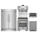 Forno 5-Piece Pro Appliance Package - 30-Inch Dual Fuel Range, 60-Inch Pro-Style Refrigerator, Wall Mount Hood with Backsplash, 30-Inch Microwave Drawer, & 3-Rack Dishwasher in Stainless Steel