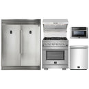 Forno 5-Piece Pro Appliance Package - 30-Inch Gas Range, 60-Inch Pro-Style Refrigerator, Wall Mount Hood with Backsplash, 24-Inch Microwave Drawer, & 3-Rack Dishwasher in Stainless Steel