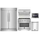 Forno 5-Piece Pro Appliance Package - 36-Inch Gas Range, 60-Inch Pro-Style Refrigerator, Wall Mount Hood with Backsplash, 24-Inch Microwave Drawer, & 3-Rack Dishwasher in Stainless Steel