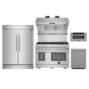 Forno 5-Piece Pro Appliance Package - 48-Inch Gas Range, 60-Inch Pro-Style Refrigerator, Wall Mount Hood with Backsplash, 30-Inch Microwave Drawer, & 3-Rack Dishwasher in Stainless Steel