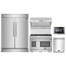 Forno 5-Piece Pro Appliance Package - 48-Inch Gas Range, 60-Inch Pro-Style Refrigerator, Wall Mount Hood with Backsplash, 24-Inch Microwave Drawer, & 3-Rack Dishwasher in Stainless Steel