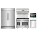 Forno 5-Piece Pro Appliance Package - 48-Inch Gas Range, 60-Inch Pro-Style Refrigerator, Wall Mount Hood with Backsplash, 24-Inch Microwave Oven, & 3-Rack Dishwasher in Stainless Steel
