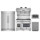 Forno 5-Piece Pro Appliance Package - 48-Inch Capriasca French Door Dual Fuel Range, 60-Inch Pro-Style Refrigerator, Wall Mount Hood with Backsplash, 30-Inch Microwave Drawer, & 3-Rack Dishwasher in Stainless Steel