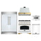 Forno 5-Piece Appliance Package - 36-Inch Dual Fuel Range, Wall Mount Range Hood, 60-Inch Refrigerator, Dishwasher, & 24-Inch Microwave Drawer in White with Antique Brass Handle