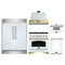 Forno 5-Piece Appliance Package - 36-Inch Antico Dual Fuel Range, Wall Mount Range Hood, 60-Inch Refrigerator, Dishwasher, & 30-Inch Microwave Drawer in White with Antique Brass Handle