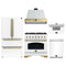 Forno Antico 5-Piece Appliance Package - 36-Inch Dual Fuel Range, 36-Inch Hood, 36-Inch Refrigerator, 24-Inch Dishwasher, & 30-Inch Microwave Drawer in White with Antique Brass Trim