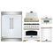 Forno 5-Piece Appliance Package - 36-Inch Antico Dual Fuel Range, Wall Mount Range Hood, 60-Inch Refrigerator, Dishwasher, & 30-Inch Microwave Oven in White with Antique Brass Handle