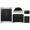 Forno 5-Piece Appliance Package - 48-Inch Dual Fuel Range, 60-Inch Convertible Refrigerator with Modern Trim, Dishwasher, and 24-Inch Microwave Drawer in Black with Antique Brass Handle