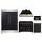 Forno 5-Piece Appliance Package - 48-Inch Dual Fuel Range, 60-Inch Convertible Refrigerator with Modern Trim, Dishwasher, and 30-Inch Microwave Oven in Black with Antique Brass Handle