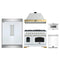 Forno 5-Piece Appliance Package - 48-Inch Dual Fuel Range, Wall Mount Range Hood, 60-Inch Refrigerator, Dishwasher, & 24-Inch Microwave Drawer in White with Antique Brass Handle