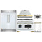 Forno 5-Piece Appliance Package - 48-Inch Antico Dual Fuel Range, Wall Mount Range Hood, 60-Inch Refrigerator, Dishwasher, & 30-Inch Microwave Drawer in White with Antique Brass Handle