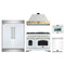 Forno 5-Piece Appliance Package - 48-Inch Antico Dual Fuel Range, Wall Mount Range Hood, 60-Inch Refrigerator, Dishwasher, & 24-Inch Microwave Oven in White with Antique Brass Handle