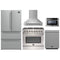 Forno 5-Piece Appliance Package - 36-Inch Dual Fuel Range, Wall Mount Range Hood, 36-Inch Refrigerator, Dishwasher, and 24-Inch Microwave Drawer in Stainless Steel
