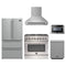 Forno 5-Piece Appliance Package - 36-Inch Dual Fuel Range, Wall Mount Range Hood, 36-Inch Refrigerator, Dishwasher, and 24-Inch Microwave Drawer in Stainless Steel