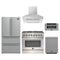 Forno 5-Piece Appliance Package - 36-Inch Galiano Dual Fuel Range, Wall Mount Range Hood, 36-Inch Refrigerator, Dishwasher, and 30-Inch Microwave Drawer in Stainless Steel