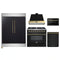 Forno 5-Piece Appliance Package - 36-Inch Dual Fuel Range, Wall Mount Range Hood, 60-Inch Convertible Refrigerator with Modern Trim, Dishwasher, and 24-Inch Microwave Drawer in Black with Antique Brass Handle