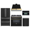 Forno Galiano 5-Piece Appliance Package - 36-Inch Dual Fuel Range, 36-Inch Hood, 36-Inch Refrigerator, 24-Inch Dishwasher, & 30-Inch Microwave Oven in Black with Antique Brass Trim
