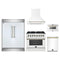 Forno 5-Piece Appliance Package - 36-Inch Galiano Dual Fuel Range, Wall Mount Range Hood, 60-Inch Refrigerator, Dishwasher, and 24-Inch Microwave Drawer in White with Antique Brass Trim