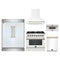 Forno 5-Piece Appliance Package - 36-Inch Galiano Dual Fuel Range, Wall Mount Range Hood, 60-Inch Refrigerator, Dishwasher, and 30-Inch Microwave Drawer in White with Antique Brass Trim