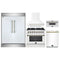 Forno 5-Piece Appliance Package - 36-Inch Dual Fuel Range, Wall Mount Range Hood, 60-Inch Refrigerator, Dishwasher, and 30-Inch Microwave Drawer in White with Antique Brass Handle
