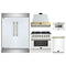 Forno 5-Piece Appliance Package - 36-Inch Dual Fuel Range, Wall Mount Range Hood, 60-Inch Refrigerator, Dishwasher, & 24-Inch Microwave Drawer in White with Antique Brass Handle