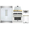 Forno 5-Piece Appliance Package - 36-Inch Dual Fuel Range, Wall Mount Range Hood, 60-Inch Refrigerator, Dishwasher, & 30-Inch Microwave Drawer in White with Antique Brass Handle