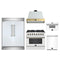 Forno 5-Piece Appliance Package - 36-Inch Dual Fuel Range, Wall Mount Range Hood, 60-Inch Refrigerator, Dishwasher, & 30-Inch Microwave Drawer in White with Antique Brass Handle