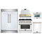 Forno 5-Piece Appliance Package - 36-Inch Dual Fuel Range, Wall Mount Range Hood, 60-Inch Refrigerator, Dishwasher, & 24-Inch Microwave Oven in White with Antique Brass Handle