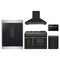 Forno 5-Piece Appliance Package - 48-Inch Galiano Dual Fuel Range, Wall Mount Range Hood, 60-Inch Refrigerator, Dishwasher, and 24-Inch Microwave Drawer in Black with Antique Brass Trim