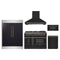 Forno 5-Piece Appliance Package - 48-Inch Galiano Dual Fuel Range, Wall Mount Range Hood, 60-Inch Refrigerator, Dishwasher, and 30-Inch Microwave Drawer in Black with Antique Brass Trim