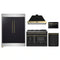 Forno 5-Piece Appliance Package - 48-Inch Dual Fuel Range, 60-Inch Convertible Refrigerator with Modern Trim, Dishwasher, and 24-Inch Microwave Drawer in Black with Antique Brass Handle
