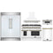 Forno 5-Piece Appliance Package - 48-Inch Dual Fuel Range, Wall Mount Range Hood, 60-Inch Refrigerator, Dishwasher, and 30-Inch Microwave Drawer in White with Antique Brass Handle