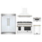 Forno 5-Piece Appliance Package - 48-Inch Galiano Dual Fuel Range, Wall Mount Range Hood, 60-Inch Refrigerator, Dishwasher, and 30-Inch Microwave Drawer in White with Antique Brass Trim