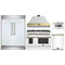 Forno 5-Piece Appliance Package - 48-Inch Dual Fuel Range, Wall Mount Range Hood, 60-Inch Refrigerator, Dishwasher, & 24-Inch Microwave Drawer in White with Antique Brass Handle