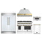 Forno 5-Piece Appliance Package - 48-Inch Dual Fuel Range, Wall Mount Range Hood, 60-Inch Refrigerator, Dishwasher, & 30-Inch Microwave Drawer in White with Antique Brass Handle