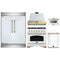 Forno 5-Piece Appliance Package - 36-Inch Gas Range, Wall Mount Range Hood, 60-Inch Refrigerator, Dishwasher, & 24-Inch Microwave Drawer in White with Antique Brass Handle