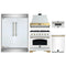 Forno 5-Piece Appliance Package - 36-Inch Gas Range, Wall Mount Range Hood, 60-Inch Refrigerator, Dishwasher, & 30-Inch Microwave Drawer in White with Antique Brass Handle