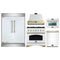 Forno 5-Piece Appliance Package - 36-Inch Antico Gas Range, Wall Mount Range Hood, 60-Inch Refrigerator, Dishwasher, & 24-Inch Microwave Oven in White with Antique Brass Handle